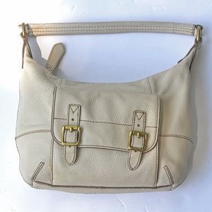 FOSSIL LEATHER OFF WHITE CREAM SATCHEL SHOULDER BA